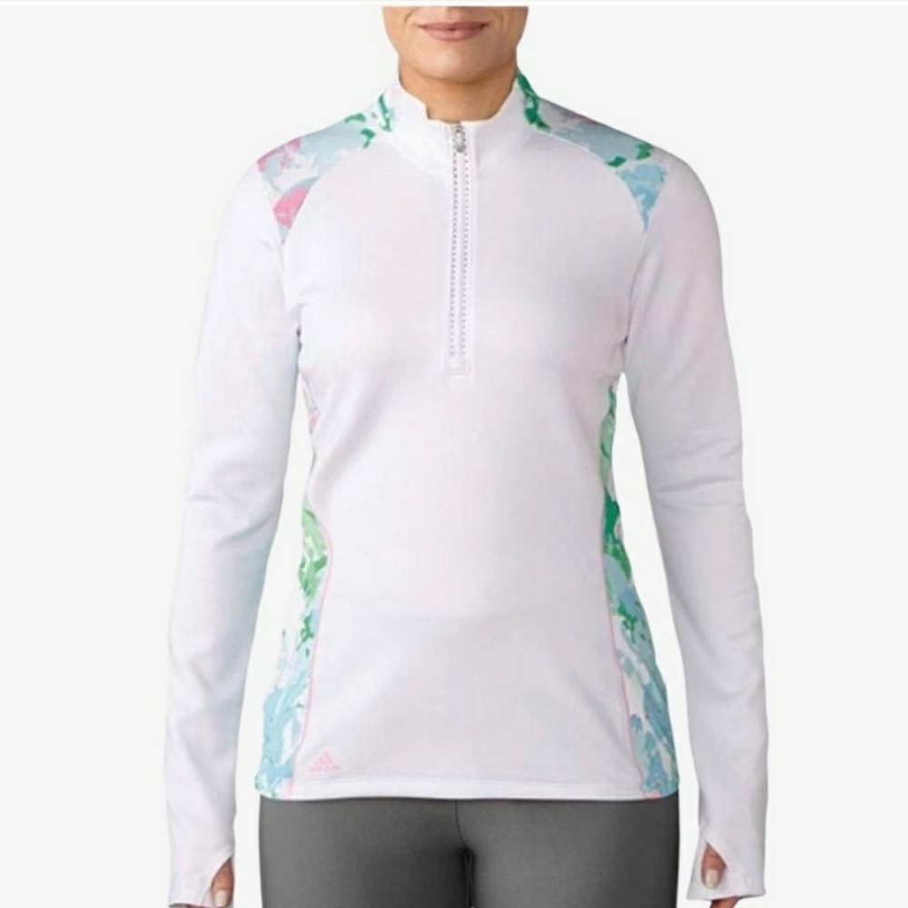 Adidas Golf Layering Resort White 3/4th Zip Pullover Sweater Size Small